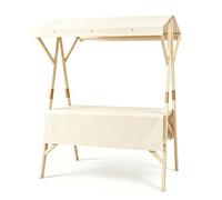 Étal de Marché Chariot de Vente Portable avec Auvent et Roues, Présentoir Alimentaire Mobile pour Fleurs, Desserts et Événements de Rue(Beige,150cm/59inch)