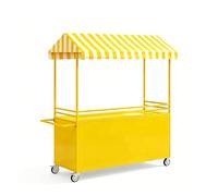 Étal de Marché Mobiles à Vendre, Baraque de Marché en Fer avec Toit Rayé, Stand Portable de Présentation Alimentaire pour Street Food et Événements(Yellow,47x24x79in/120x60x200cm)