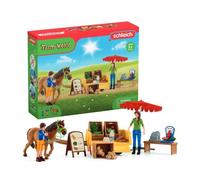 Étal mobile de la ferme, jeu de ferme avec figurines de fermiers, cheval et étal de marchandises, jouets animaux de la ferme pour