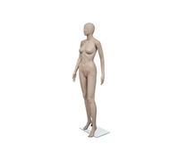 vidaXL Mannequin de vitrine femme 30026 PVC et verre trempé Tête ronde Beige G