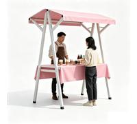 Étalde Marché en Bois Pliable, Stand de Vente, Présentoirs Portables pour Marchés Paysans, Festivals, Salons d’Artisanat et Événements Commerciaux(Pink,160cm)