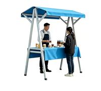 Étalde Marché en Bois Pliable, Stand de Vente, Présentoirs Portables pour Marchés Paysans, Festivals, Salons d’Artisanat et Événements Commerciaux(Blue,160cm)
