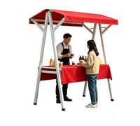 Étalde Marché en Bois Pliable, Stand de Vente, Présentoirs Portables pour Marchés Paysans, Festivals, Salons d’Artisanat et Événements Commerciaux(Red,110cm)