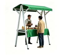 Étalde Marché en Bois Pliable, Stand de Vente, Présentoirs Portables pour Marchés Paysans, Festivals, Salons d’Artisanat et Événements Commerciaux(Green,160cm)