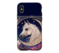 Étalon Arabe élégant Art Nouveau Cheval Blanc Coque pour iPhone X/XS