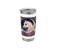 Étalon arabe élégant art nouveau cheval blanc Gobelet isotherme en acier inoxydable double paroi