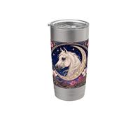 Étalon arabe élégant art nouveau cheval blanc Gobelet isotherme en acier inoxydable double paroi