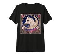 Étalon Arabe élégant Art Nouveau Cheval Blanc T-Shirt Haut de Gamme