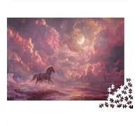 Étalon Blanc au Clair de Lune Puzzle Puzzle De 1000 Pièces Jouet De Défi pour Adultes Puzzle De Plaisir Familial Jeu Éducatif Familial Cadeau De Décoration Intérieure 52x38cm/1000pcs