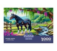Étalon Noir 1000 Pièces Puzzles pour Adultes,Rivière Pastorale Un Jeu De Dexérité Très Difficile Puzzle D'intelligence Un Jeu Cadeau Original 70x50cm/1000pcs