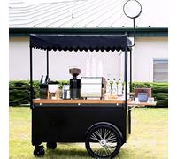 Étals Et Stands Marché En Fer Créatifs, Chariots Nourriture Mobiles Équipés D'un Auvent, À Café Portables Quatre Roues, Conteneurs Stockage For Festivals Événements(Black,L 180cm/70.9in)