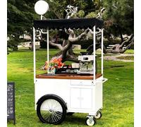 Étals Et Stands Marché En Fer Créatifs, Chariots Nourriture Mobiles Équipés D'un Auvent, À Café Portables Quatre Roues, Conteneurs Stockage For Festivals Événements(White,L 140cm/55.1in)