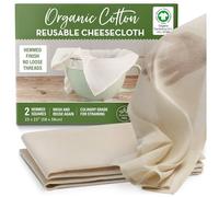 Étamine en coton bio écru à filtrer - 2 carrés ourlés réutilisables certifiés GOTS - Grande passoire réutilisable - 58,4 x 58,4 cm