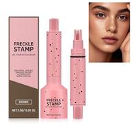 Étampe 5 Points & Stylo Fluide Micro-Poudre pour Taches de Rousseur, Tenue 24H Résistant à l'Eau Imperméable Anti-Dérapage, Stylo Natural Freckles, Technique de Taches de Soleil (Marron)