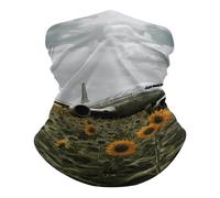 étanche à la poussière Chapeaux Demi-Visage, Echarpe Gaiter Un Avion Vole vers Un Champ de tournesols Élastique Protection du Visage pour Extérieur Sports Yoga