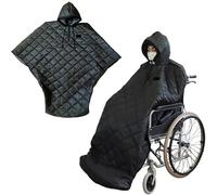 Etanche à L'eau Couverture Fauteuil Foulant Couverture chaude et imperméable for fauteuil roulant, coupe-vent hiver, doublée confortable, avec capuche, poncho for adultes