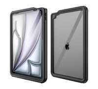 Étanche Étui Pour Ipad Air 6ème 11 Pouces 2024 M2/5ème 2022/4ème Génération 2020 10.9 Ip68 Clair Avec Support De Pâte, Lanière De Protection D'écran 360 Pleine Couverture Corps À - Noir
