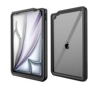 Étanche Étui Pour Ipad Air 6ème 11 Pouces 2024 M2/5ème 2022/4ème Génération 2020 10.9 Ip68 Clair Avec Support De Pâte, Lanière De Protection D'écran 360 Pleine Couverture Corps À - Noir