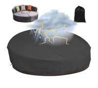 étanche Housse de Couverture Lit Rond de Jardin,Bâche de Protection pour Bains de Soleil Ronde Exterieur, Anti-poussière Baches pour Chaise Longue Ronde pour Patio (Size:165*83cm,Color:Black)