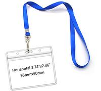 étanche Nom Tag badge Holders avec cordon tour de cou pivotant J-Hook Clip Lot de 50 Horizontal 95x60mm