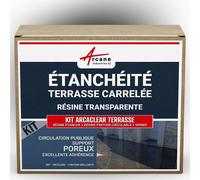 étanchéité transparente terrasse carrelée résine produit translucide carrelage balcon Transparent - Finition Brillante 5m², circulation publique, support poreux