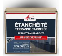 étanchéité transparente terrasse carrelée résine produit translucide carrelage balcon Transparent - Finition Brillante 5m², circulation publique support non poreux