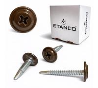 ETANCO GM-B Lot de 250 vis autoperceuses 4,2 x 13 mm RAL 8014 Marron sépia - Vis autoperceuses pour métal et acier - Vis pour toit et façade (4,2 x 19 mm)