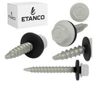 ETANCO GT02 Lot de 100 vis à tôle trapézoïdale, 4,8 x 100 mm, gris clair, RAL 7035 gris clair, auto-perceuses avec joint EPDM, en acier galvanisé, hexagonales, pour tôle métallique sur bois (4,8 x 80