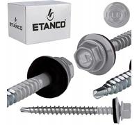 ETANCO GT02 Lot de 250 vis à tôle trapézoïdale, 4,8 x 20 mm, en aluminium blanc RAL 9006, auto-perceuses avec joint EPDM, en acier galvanisé, hexagonales, pour tôle métallique sur bois (4,8 x 80 mm)