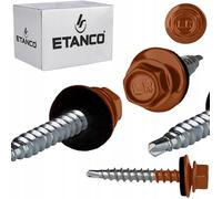 ETANCO GT02 Lot de 250 vis à tôle trapézoïdale, 4,8 x 20 mm, RAL 8004 marron cuivré, auto-perceuses avec joint EPDM, en acier galvanisé, hexagonales, pour tôle métallique sur bois (4,8 x 100 mm)