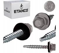 ETANCO GT02 Lot de 250 vis à tôle trapézoïdale, 4,8 x 20 mm, RAL 9007 en aluminium gris, auto-perceuses, avec joint EPDM, en acier galvanisé, hexagonales, pour tôle métallique sur bois (4,8 x 100 mm)