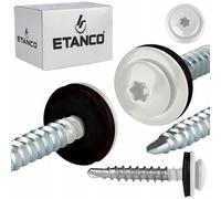 ETANCO GTF P Lot de 250 vis auto-perceuses, 4,8 x 20 mm, pour tôle trapézoïdale et tôle de toit, avec rondelle d'étanchéité EPDM, entraînement TX, blanc pur RAL 9010