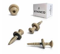 ETANCO GTF P Lot de 250 vis autoperceuses, 4,8 x 20 mm, pour tôle trapézoïdale et tôle de toit, avec rondelle d'étanchéité EPDM, entraînement TX, RAL 1019, beige gris-sable, jaune sable