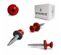ETANCO GTF P Lot de 250 vis autoperceuses, 4,8 x 20 mm, pour tôle trapézoïdale et tôle de toit, avec rondelle d'étanchéité EPDM, entraînement TX, RAL 3020, rouge signalisation