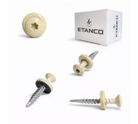 ETANCO GTF P Lot de 250 vis autoperceuses, 4,8 x 35 mm, pour tôle trapézoïdale et tôle de toit, avec rondelle d'étanchéité EPDM, entraînement TX, RAL 1015 ivoire clair