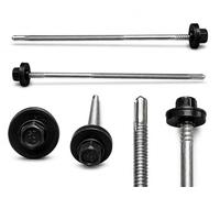 ETANCO GTR 12 SP A19 - 5,5/6,3 x 175 mm - Vis autoperceuses à double filetage pour panneaux sandwich sur acier RAL 9005 - Noir profond - Rondelle d'étanchéité EPDM ETA CE SW8 - Lot de 100