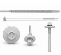 ETANCO GTR 12 SP A19 5,5/6,3 x 185 mm Vis autoperceuse double filetage pour panneaux sandwich sur acier RAL 9006 Aluminium blanc EPDM Rondelle d'étanchéité ETA CE SW8 100 pièces
