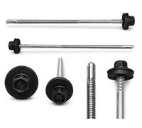 ETANCO GTR 12 SP A19 - 5,5/6,3 x 200 mm - Vis autoperceuses à double filetage pour panneaux sandwich sur acier RAL 9005 - Noir profond - Rondelle d'étanchéité EPDM ETA CE SW8 - Lot de 100