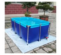 Étang à poissons pliable en PVC bleu avec vanne de vidange, étang d'aquaculture de grande capacité for l'élevage de poissons et de crevettes, étang à poissons hors sol for l'arrière-cour(2*1.5*0.8m)