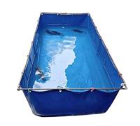 Étang à poissons pliable stockage d'irrigation de jardin multifonction en toile PVC avec vanne de vidange réservoir de bâche étanche pour l'aquaculture le stockage d'eau dans le jardin(2x2x1.2m)