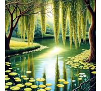 Étang Willow Puzzle 90 Pièces pour Adultes, 30x30cm Puzzles Classiques 90 pièces, DIY Activité Familiale Jigsaw Puzzle Jeux, Unique Décoration Murale de la Maison Cadeau