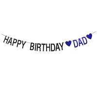 Etaredkj Bannière « Happy Birthday Dad », « Best Dad Ever » / Feliz Dia Del Padre, « Happy Father's Day » - Fournitures de décoration de fête d'anniversaire - Noir et doré - Paillettes