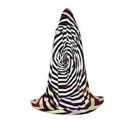 ETASUIOL Cape à capuche avec impression illusion d'optique en spirale pour Halloween, costume de magicien, vampire, faucheuse, style Renaissance