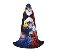 ETASUIOL Cape à capuche avec imprimé aigle chauve américain pour Halloween, costume de magicien, vampire, faucheuse, style Renaissance