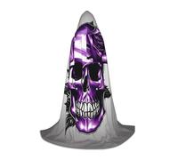 ETASUIOL Cape à capuche avec imprimé rose et tête de mort pour Halloween, costume de magicien, vampire, faucheuse style Renaissance
