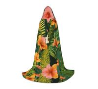 ETASUIOL Hojas Tropicales Y Flores Cape à capuche pour Halloween, costume de magicien, vampire, faucheuse, style Renaissance