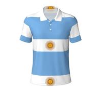 ETASUIOL Polo pour homme imprimé drapeau argentin, chemises de golf décontractées à manches courtes, tissu polyester doux et respirant, Noir , L