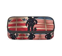 ETASUIOL Trousse à crayons avec impression du jour commémoratif patriotique des soldats militaires américains, grande trousse à crayons multifonction, organiseur en tissu Oxford, Noir , Taille unique,