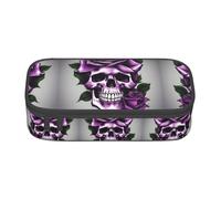 ETASUIOL Trousse à crayons spéciale avec imprimé tête de mort et rose, grande capacité, peut contenir stylos, crayons et petits accessoires, Noir , Taille unique, Trousse de maquillage