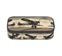 ETASUIOL Trousse spéciale avec impression avion de la Seconde Guerre mondiale, grande capacité, peut contenir stylos, crayons et petits accessoires, Noir , Taille unique, Trousse de maquillage